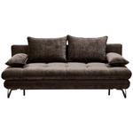 SCHLAFSOFA Italia Samt Braun  inkl. Rückenkissen, Armlehnenkissen, Schlaffunktion, Rücken echt  - Schwarz/Braun, Design, Textil/Metall (205/79-96/85cm) - Novel