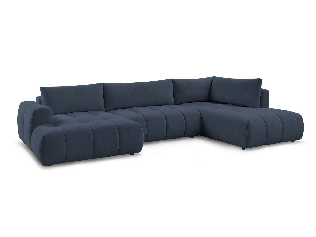 WOHNLANDSCHAFT  FUJI  Dunkelblau Leinenoptik  - Schwarz/Dunkelblau, MODERN, Kunststoff/Textil (160/377/204cm)