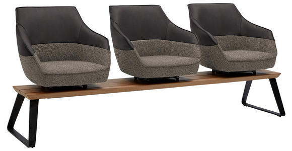 SITZBANK 210/87/67 cm in Dunkelgrau, Dunkelbraun, Beige - Dunkelgrau/Dunkelbraun, Design, Leder/Holz (210/87/67cm) - Ambiente