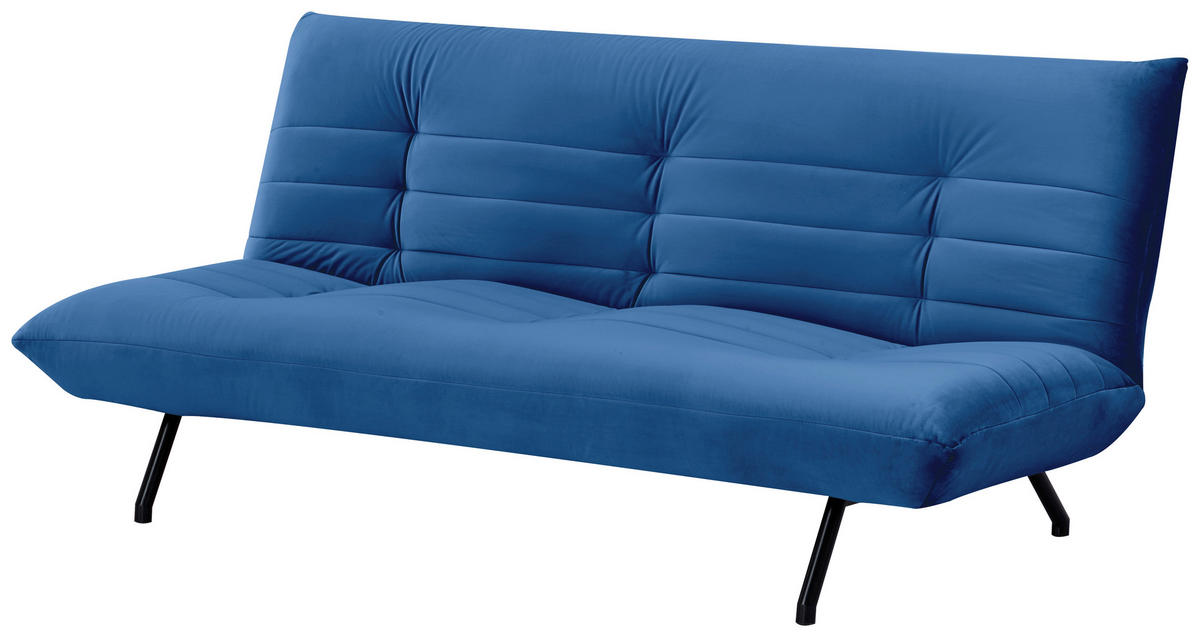 SCHLAFSOFA in Samt Blau  - Blau/Schwarz, MODERN, Textil/Metall (185/82/62cm) - MID.YOU