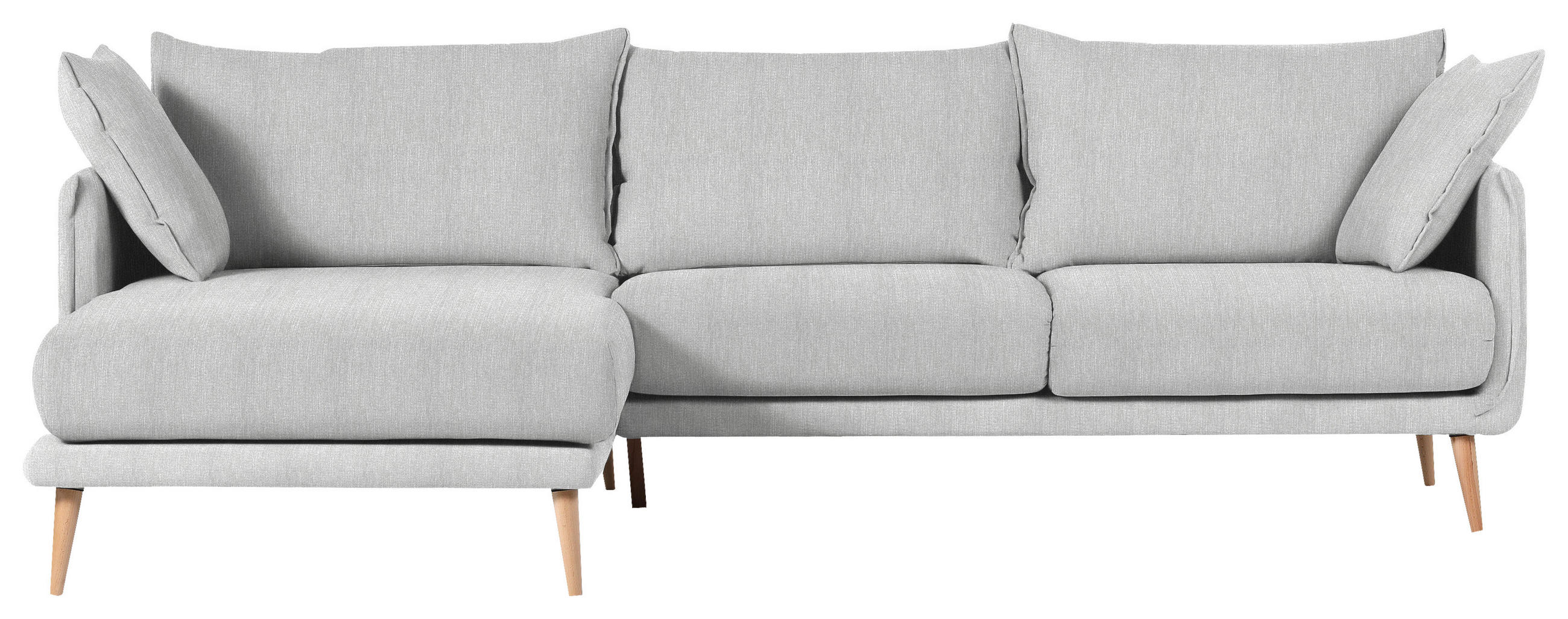 ECKSOFA Mikrofaser Hellgrau  - Buchefarben/Hellgrau, Design, Holz/Textil (160/270cm) - MID.YOU