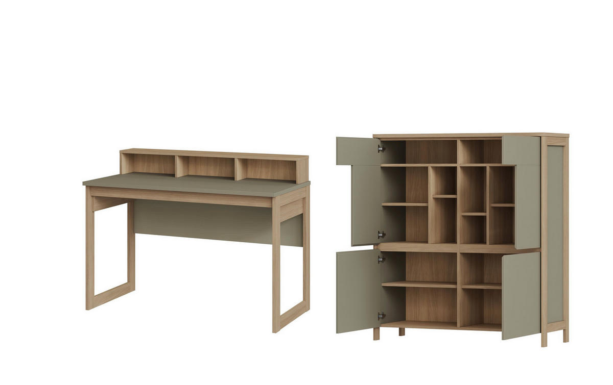 BÜRO erweiterbar, Typenauswahl Eukalyptusholzfarben - Eukalyptusholzfarben, Design, Holzwerkstoff - MID.YOU