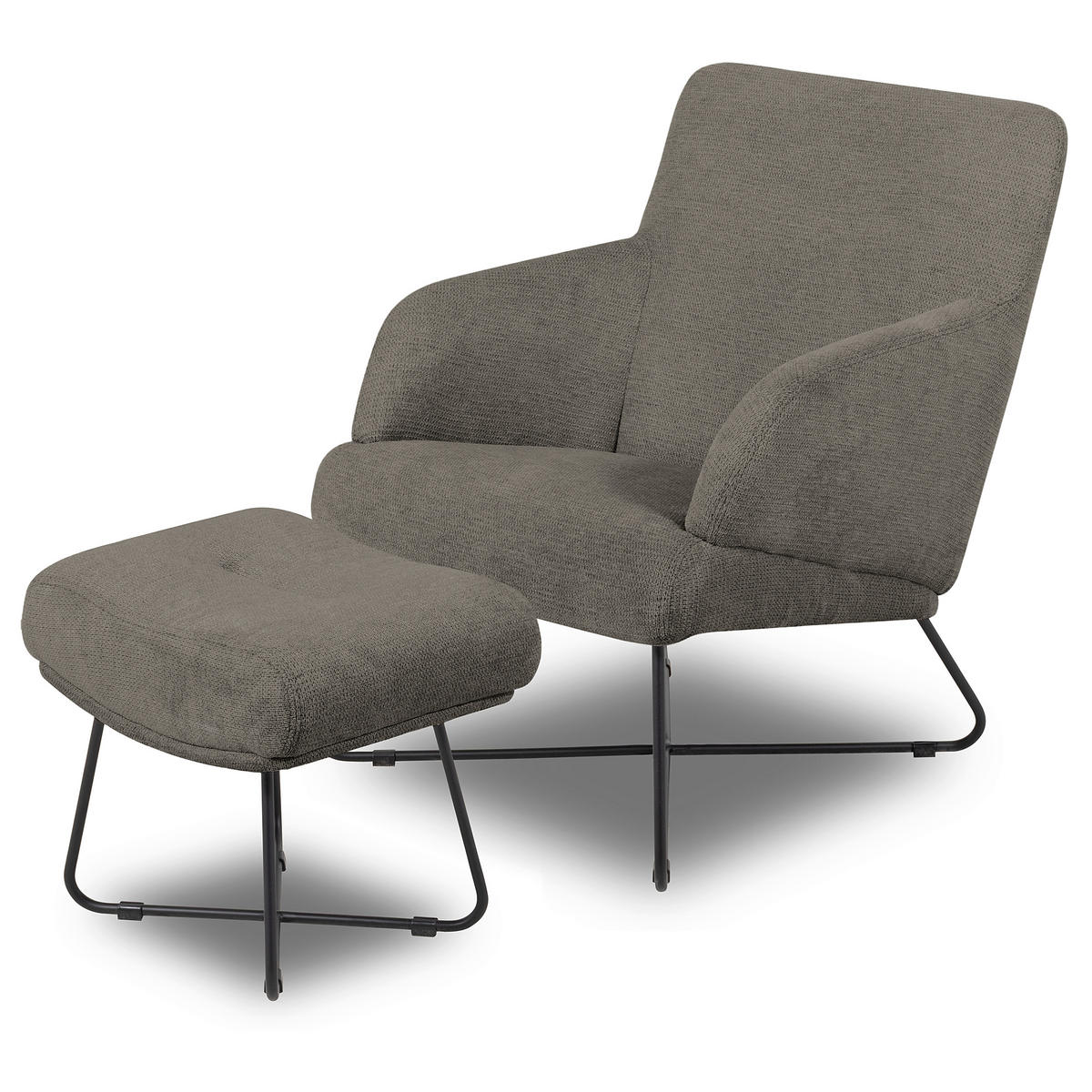 SESSELSET in Chenille Graphitfarben  - Schwarz/Graphitfarben, Design, Textil/Metall (67cm) - Livetastic