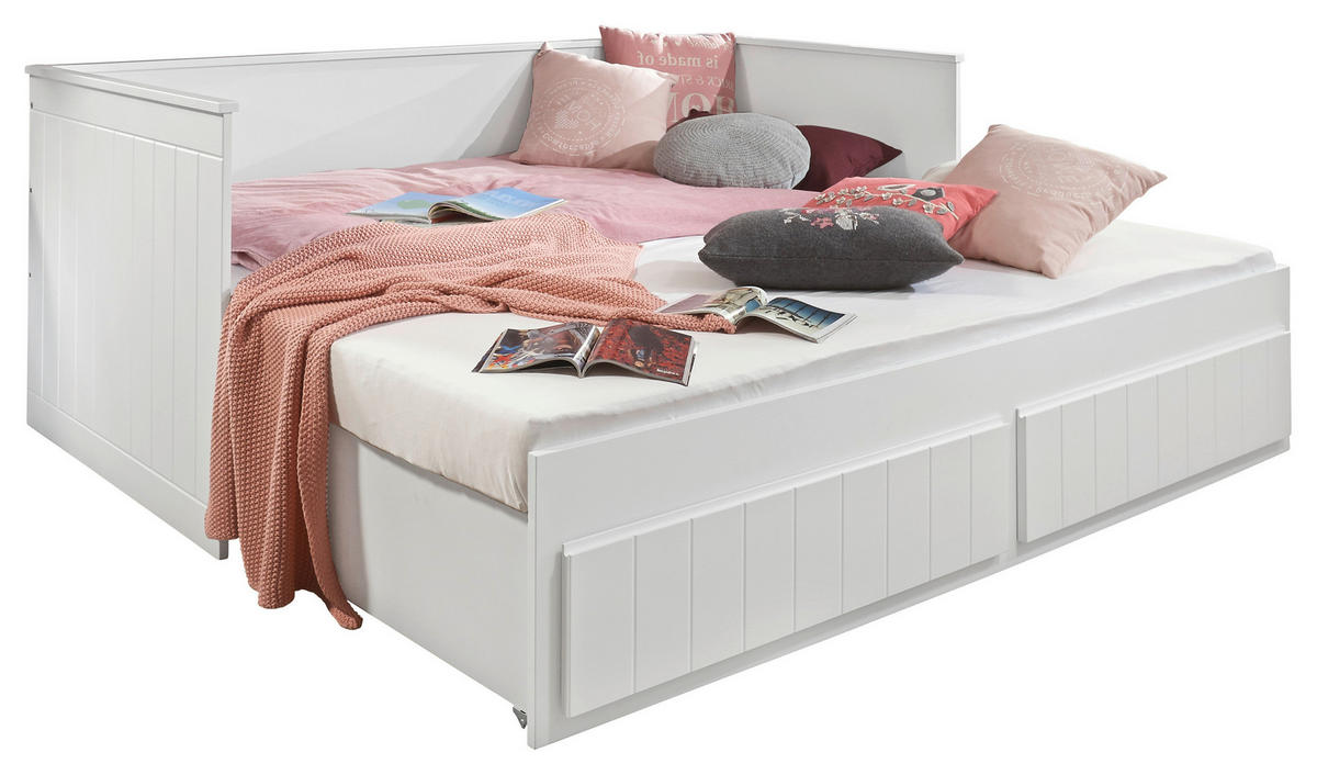 VÝSUVNÁ POSTEĽ, 180/200 cm biela - biela, Konventionell, drevo/kompozitné drevo (180/200cm) - Carryhome