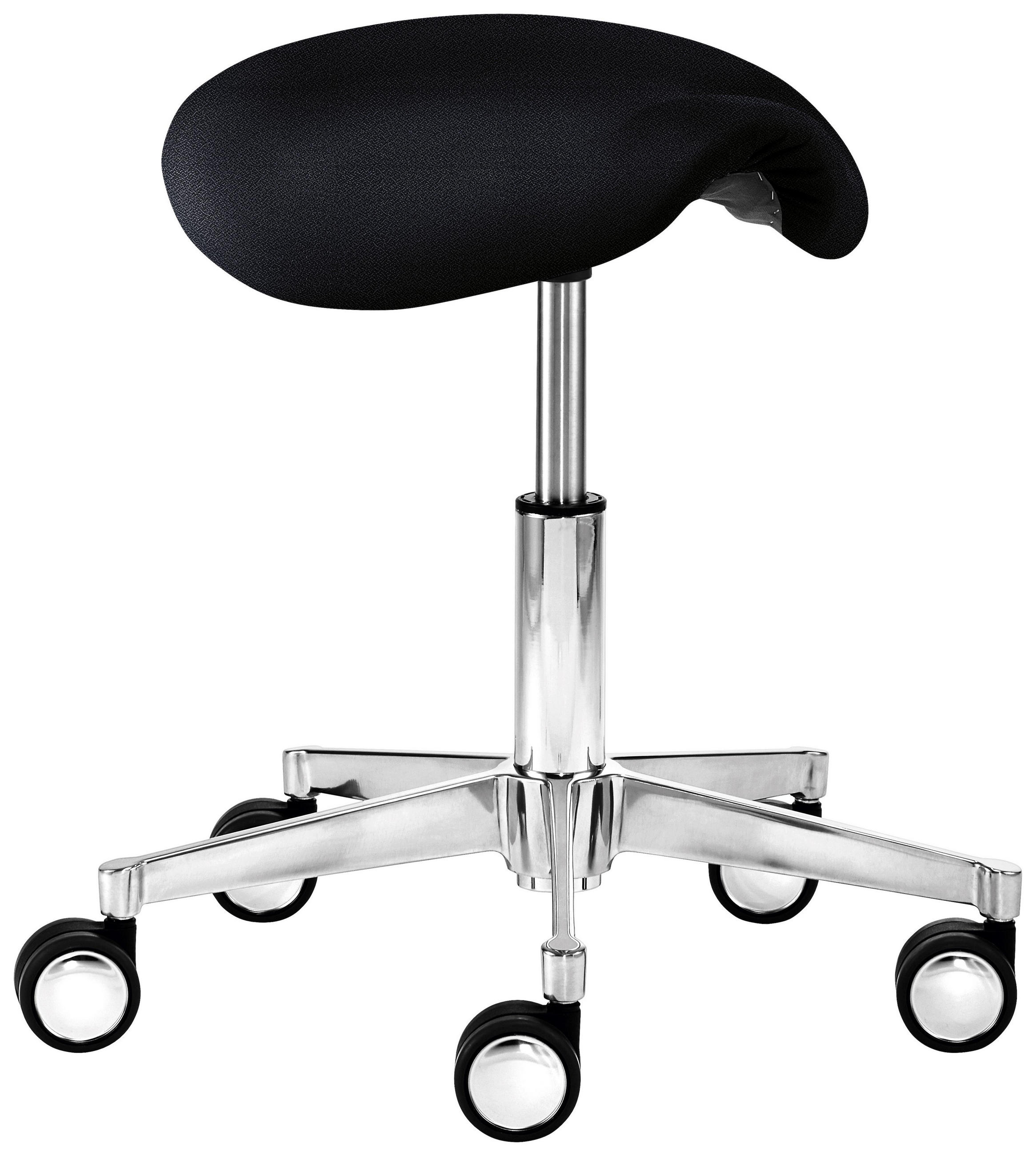 Drehhocker in Metall, Holzwerkstoff Schwarz, Chromfarben