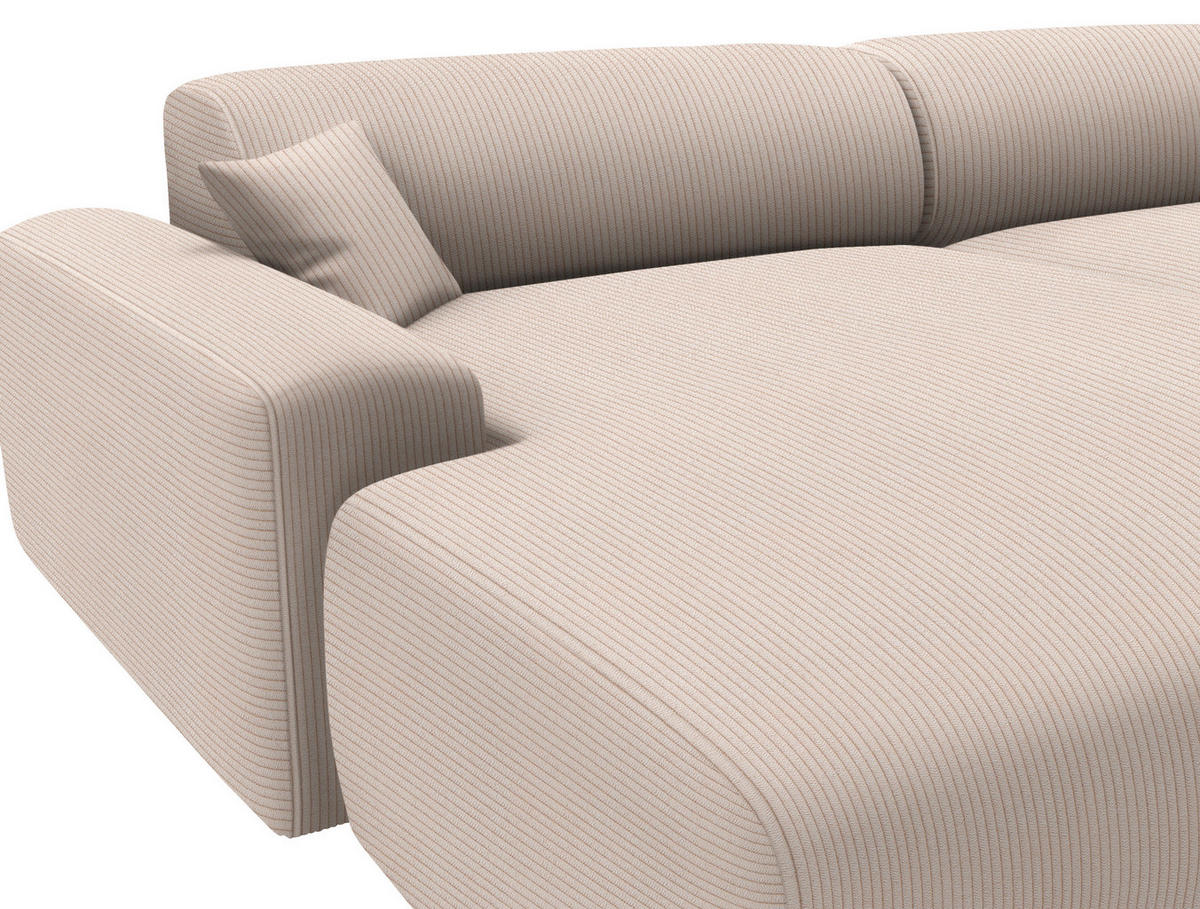 ECKSOFA in Velours, Feincord Beige  178/292 cm  - Beige/Schwarz, Design, Kunststoff/Textil (178/292cm) - home24