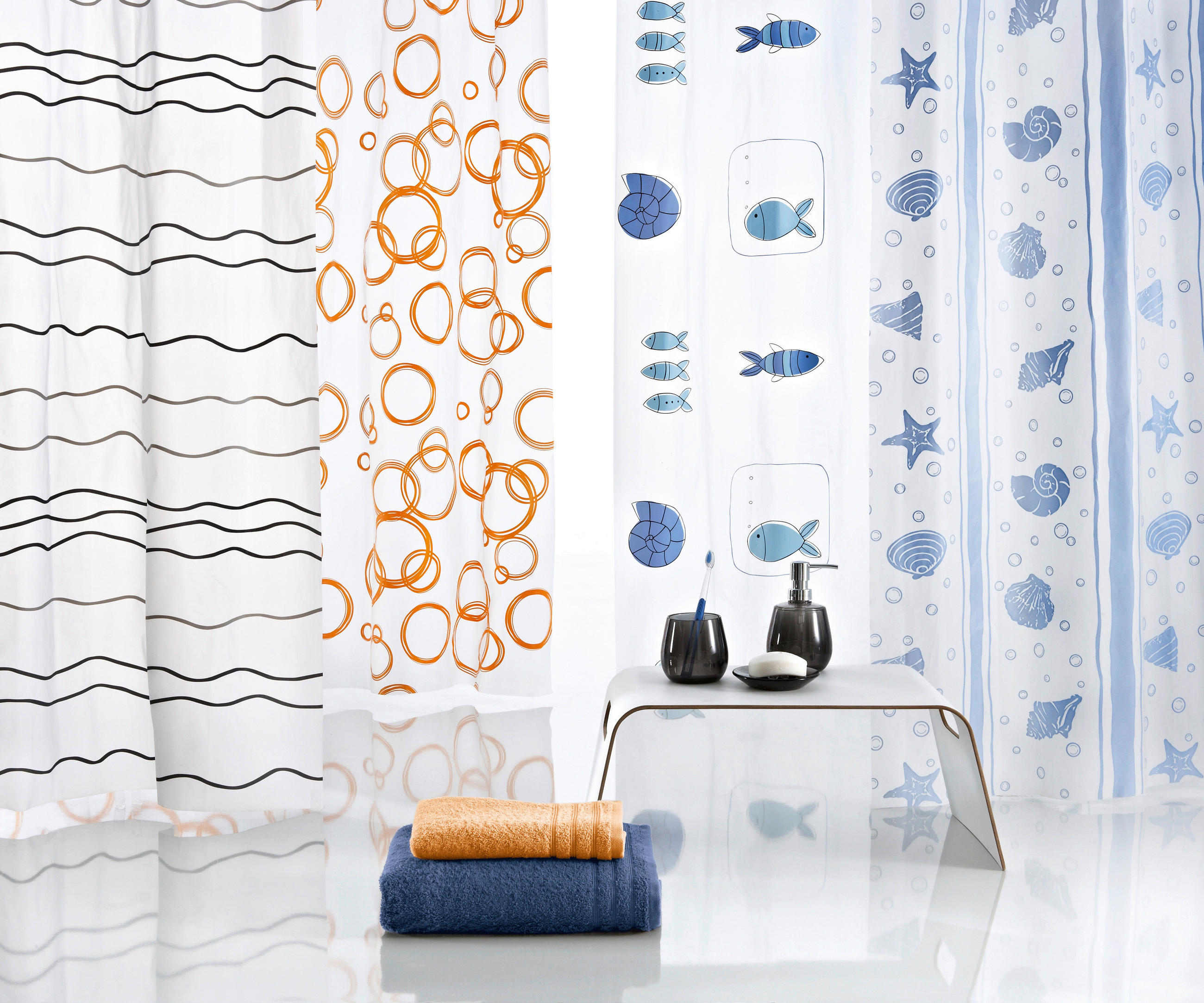 ZAVJESA ZA TUŠ  plava  PROMO  - plava, Konvencionalno, plastika (180/200cm) - Kleine Wolke