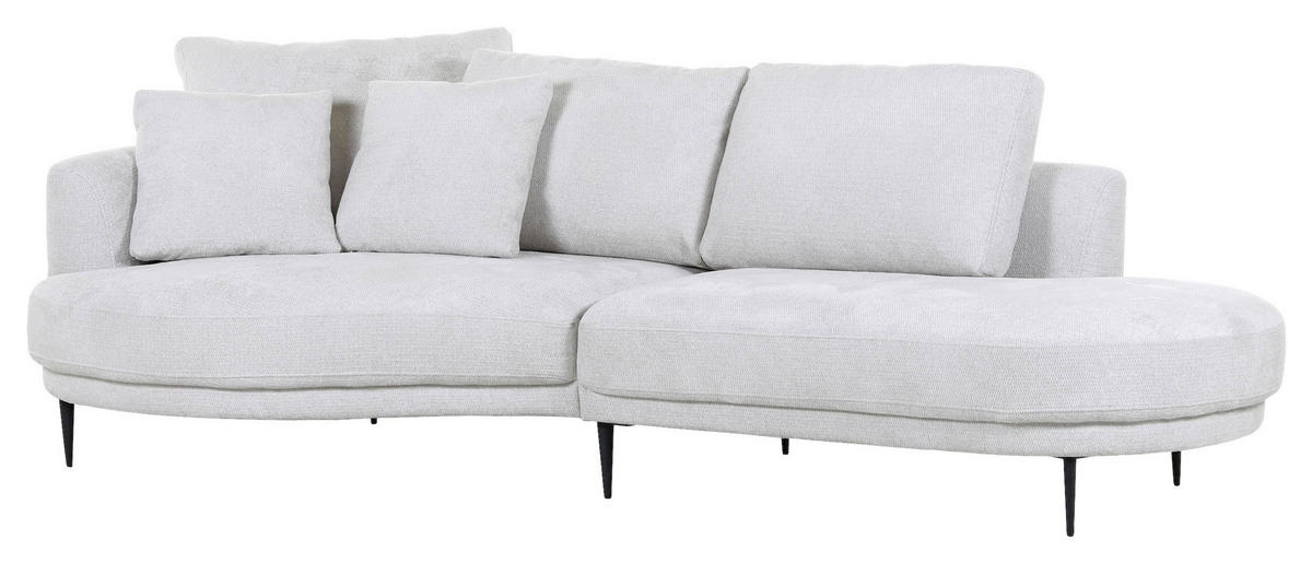 ECKSOFA in Chenille Grauweiß  140/275 cm  - Grauweiß/Schwarz, KONVENTIONELL, Textil/Metall (140/275cm) - Carryhome