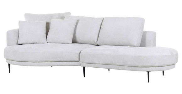 ECKSOFA Grauweiß Chenille  - Grauweiß/Schwarz, KONVENTIONELL, Textil/Metall (140/275cm) - Carryhome