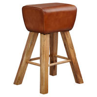 BARHOCKER in Leder Braun  - Braun, Natur, Leder/Holz (43/75/29,5cm) - MID.YOU