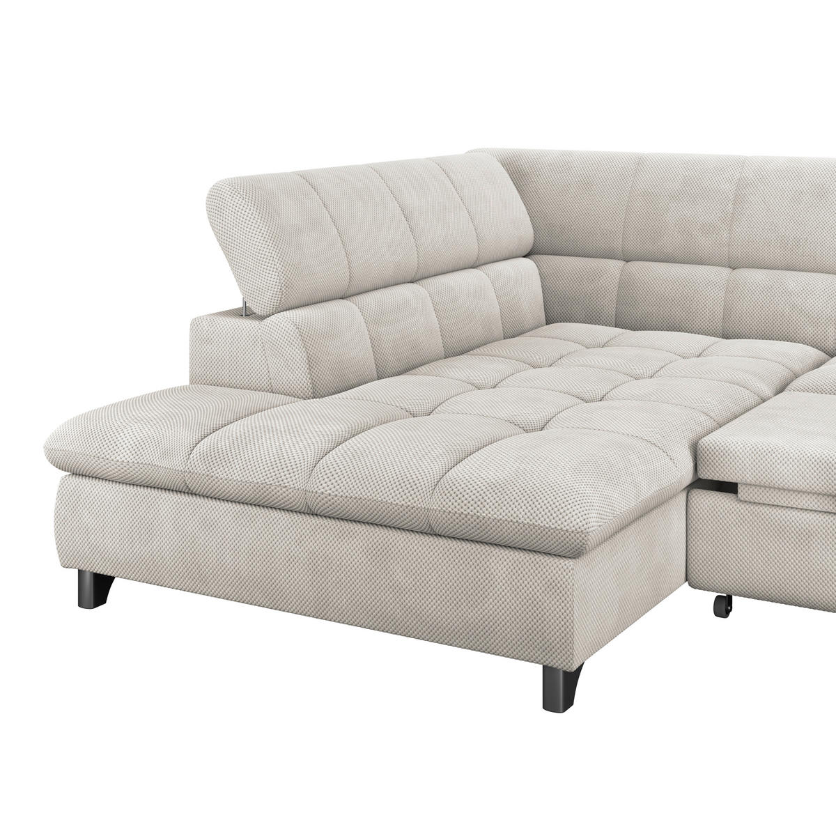 ECKSOFA Creme Chenille  - Chromfarben/Creme, KONVENTIONELL, Textil/Metall (234/312cm) - Livetastic