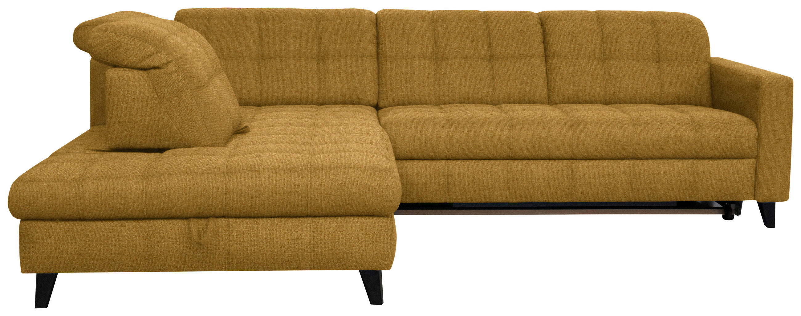 ECKSOFA in Webstoff Currygelb  - Currygelb/Schwarz, Design, Holz/Textil (216/297cm) - Xora