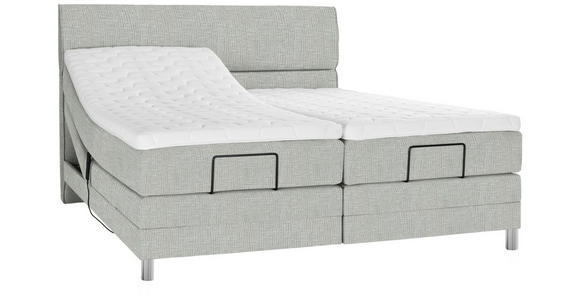 BOXSPRINGBETT 180/200 cm  in Hellgrau  - Chromfarben/Hellgrau, KONVENTIONELL, Kunststoff/Textil (180/200cm) - Voleo