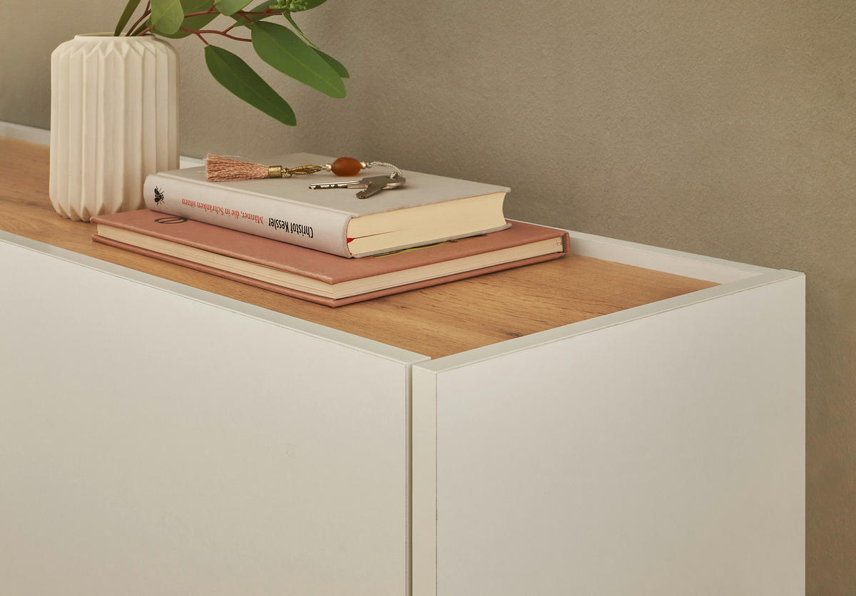 HÄNGESCHUHSCHRANK Weiß, Eiche Wotan  - Eiche Wotan/Weiß, Design, Holzwerkstoff (100/35/30cm) - Modante