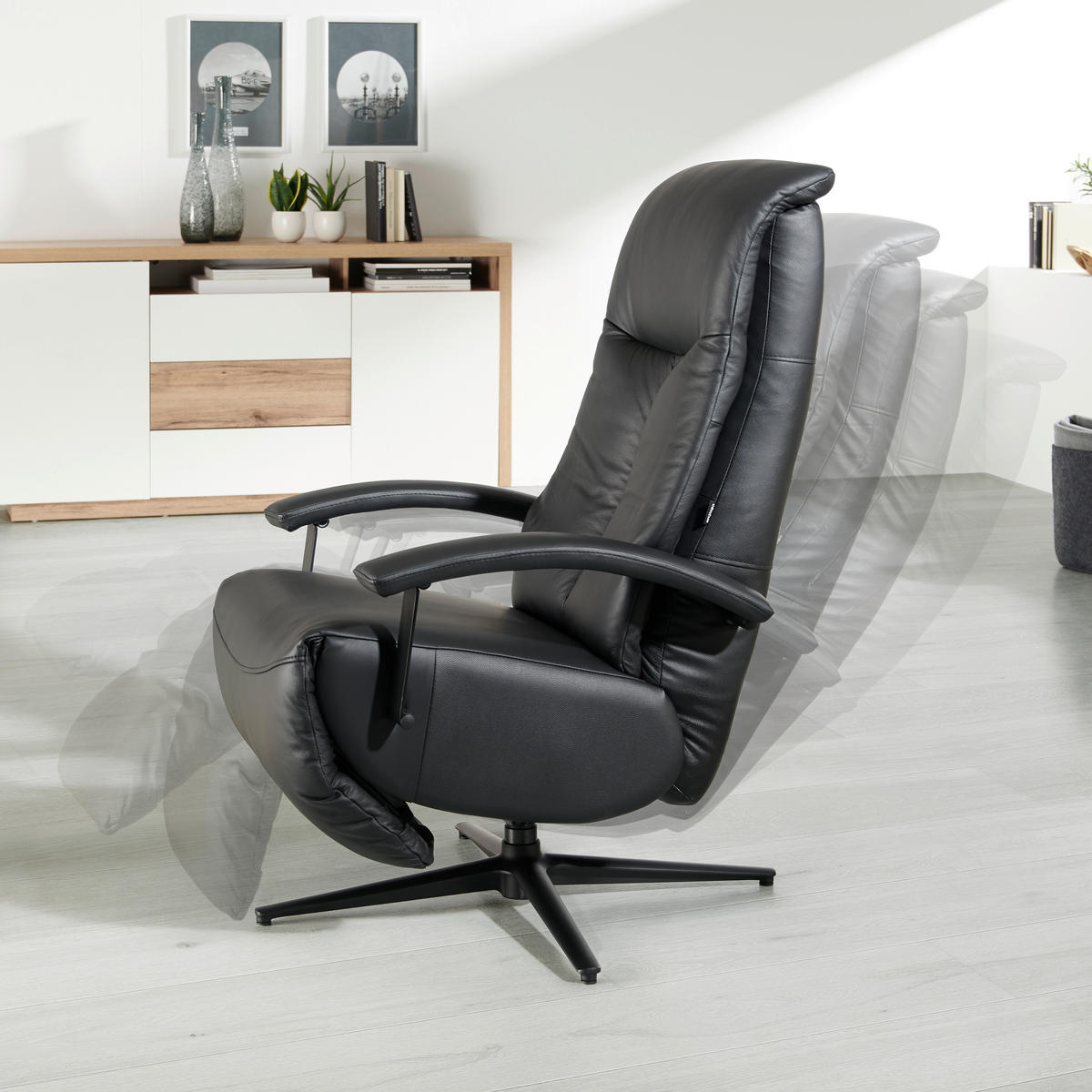 POČIVALNIK,  črna, barve aluminija kovina, tekstil, usnje - črna/barve aluminija, Design, kovina/tekstil (68/112/86cm) - Cantus