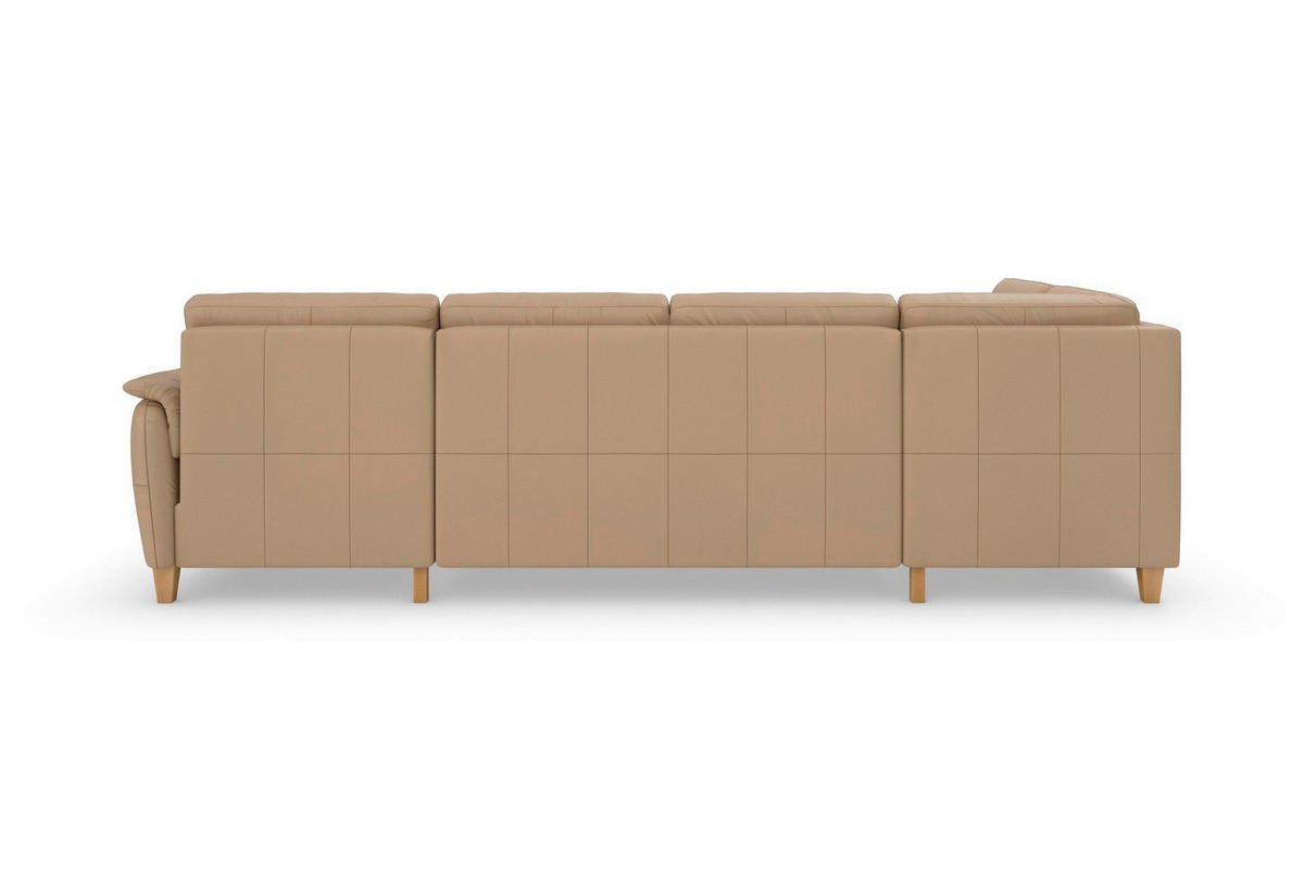 SEDACÍ SOUPRAVA, kůže, cappuccino - barvy dubu/cappuccino, Basics, dřevo/kůže (212/308/163cm) - Sit & More