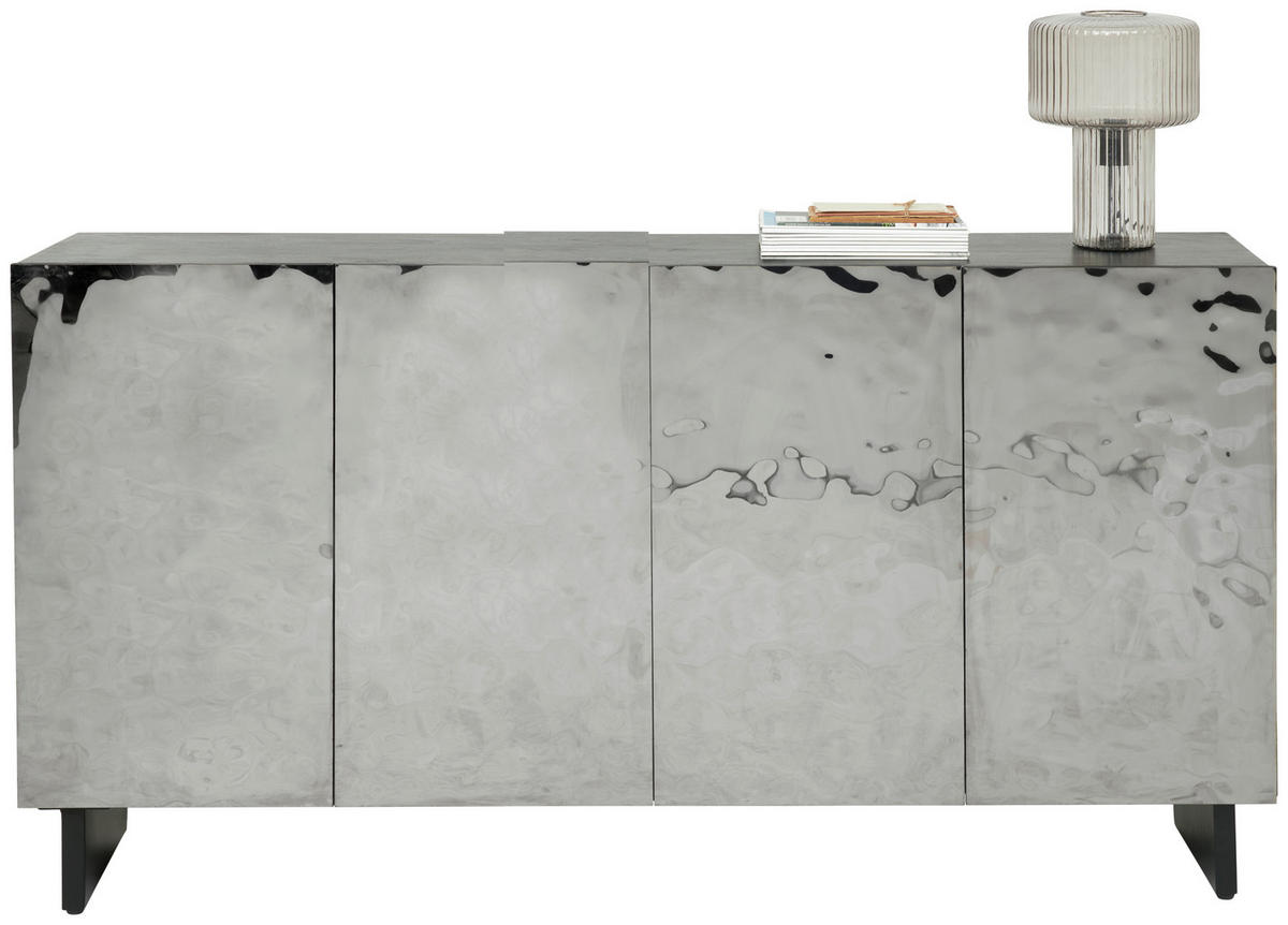 TÁLALÓSZEKRÉNY 175/90/40 cm  - fekete/magasfényű fekete, Trend, fa/fém (175/90/40cm) - Ambia Home