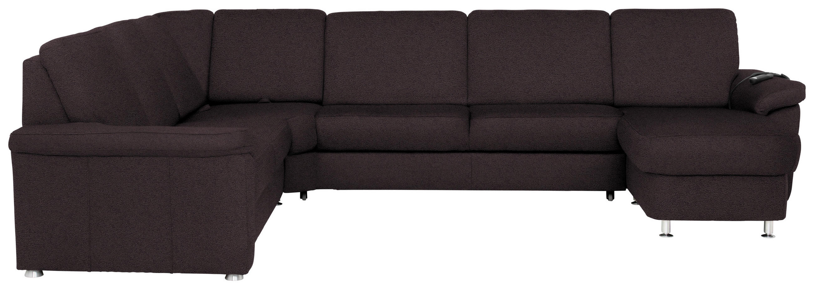WOHNLANDSCHAFT in Flachgewebe Mokka  - Chromfarben/Mokka, Konventionell, Textil/Metall (240/330/163cm) - Beldomo System