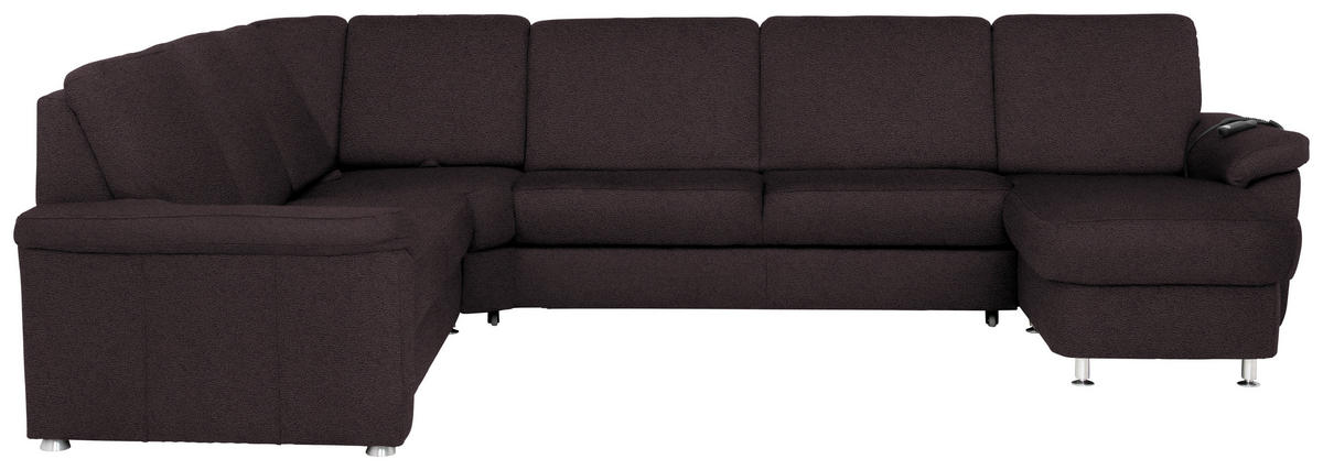 WOHNLANDSCHAFT in Flachgewebe Mokka  - Chromfarben/Mokka, Konventionell, Textil/Metall (240/330/163cm) - Beldomo System