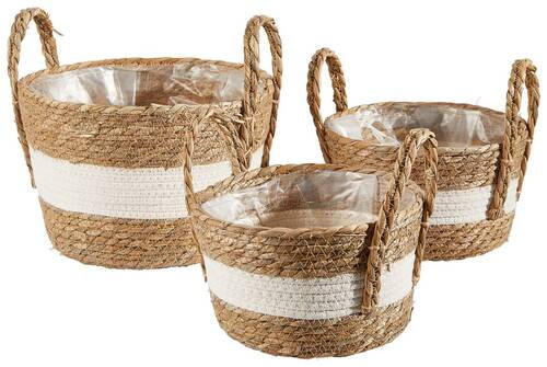 KORBSET - Klar/Beige, Trend, Naturmaterialien/Kunststoff (30/21/24cm)