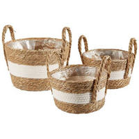 KORBSET - Klar/Beige, Trend, Naturmaterialien/Kunststoff (30/21/24cm)