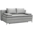 BOXSPRINGSOFA in Flachgewebe Hellgrau  - Chromfarben/Hellgrau, Design, Textil/Metall (200/93/107cm) - Novel