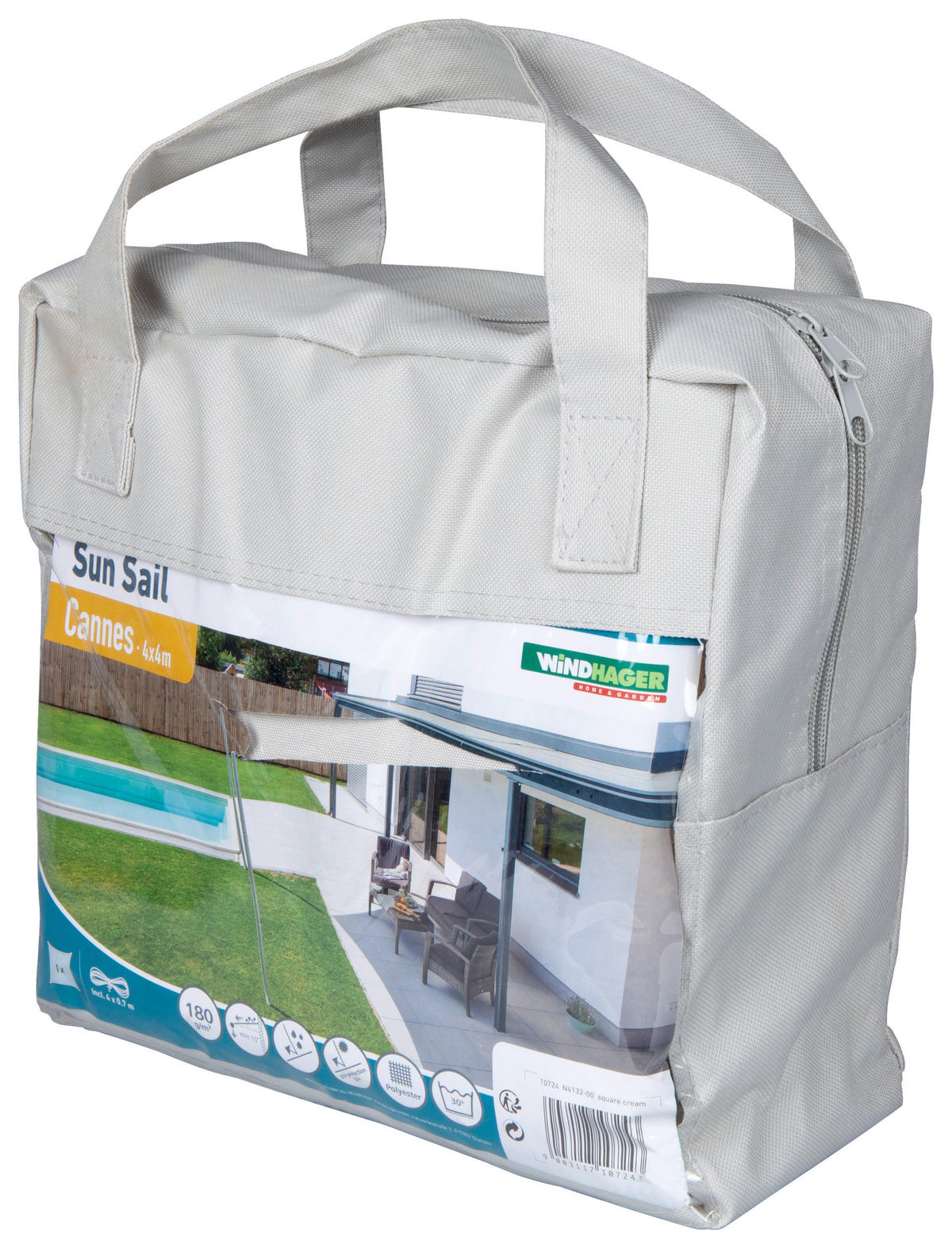 ZAHRADNÍ PLACHTA PROTI SLUNCI 400/400 cm - šedá/krémová, Basics, plast (400/400cm)