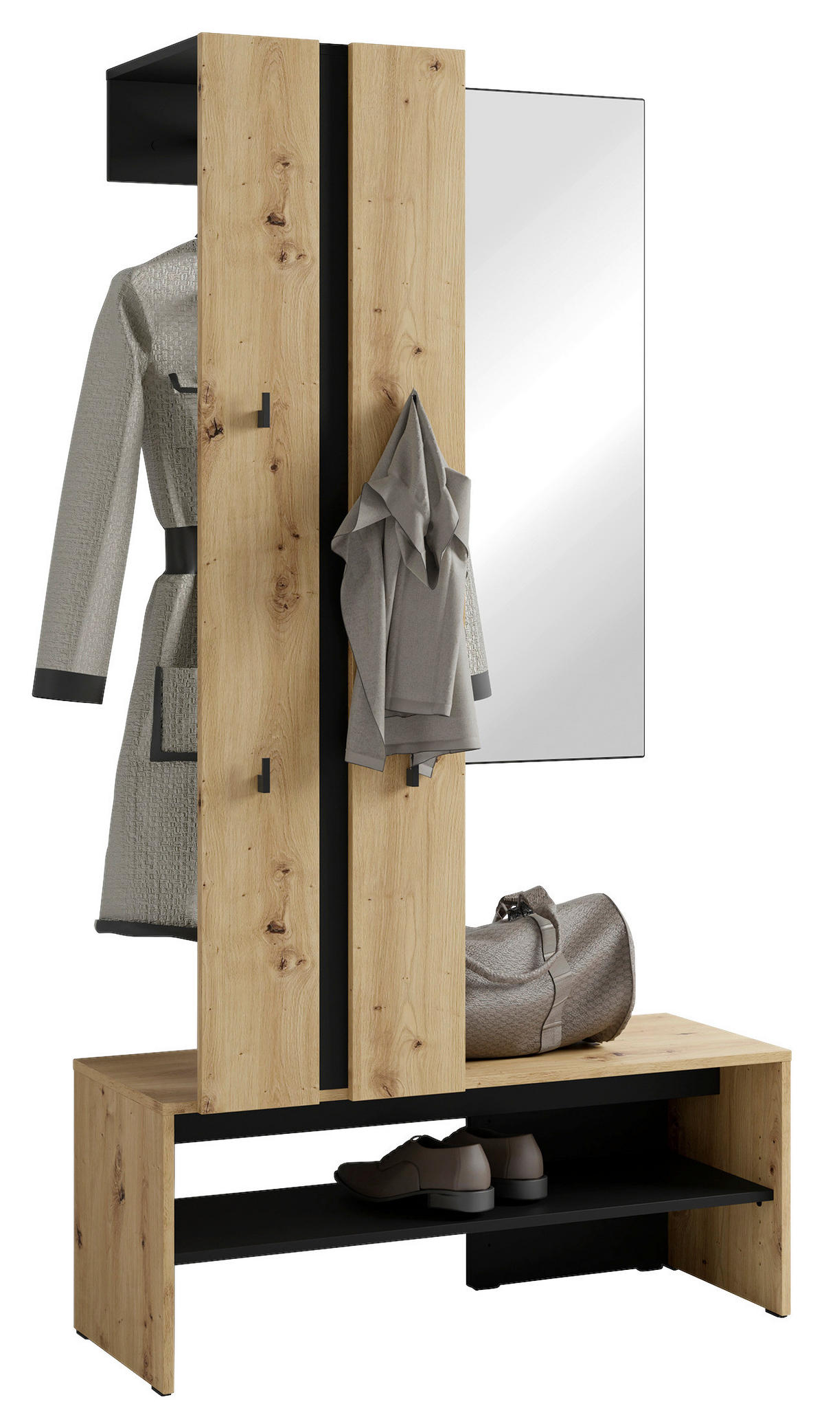 GARDEROBE  in 100/186/40 cm  - Schwarz/Eiche Artisan, Design, Holzwerkstoff (100/186/40cm) - MID.YOU