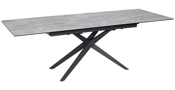 ESSTISCH in Metall, Glas, Keramik 180-230/90/76 cm - Schwarz/Grau, Design, Glas/Keramik (180-230/90/76cm) - Novel