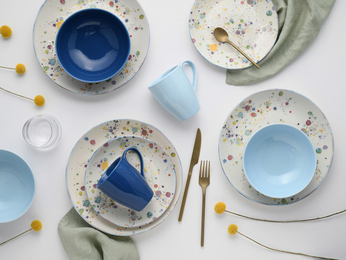KOMBISERVICE Candy Drops Mix 16-teilig  - Blau/Pastellblau, Basics, Keramik (35/34/34cm) - Creatable