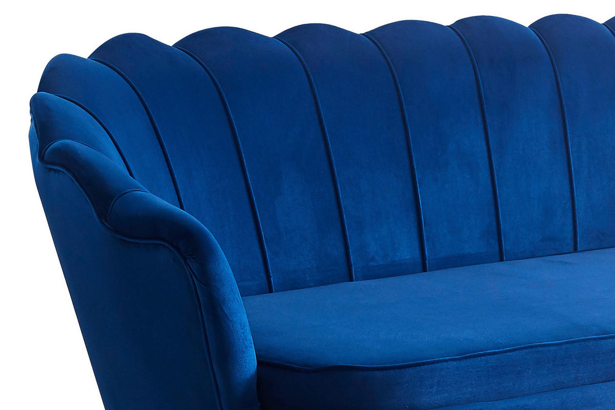 3-SITZER-SOFA in Samt Dunkelblau  - Goldfarben/Dunkelblau, MODERN, Textil/Metall (180/78/76cm) - Livetastic