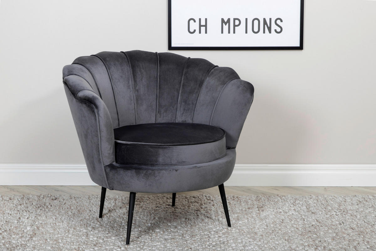 SESSEL in Schwarz, Dunkelgrau  - Dunkelgrau/Schwarz, Design, Textil/Metall (83/76/77cm) - Livetastic