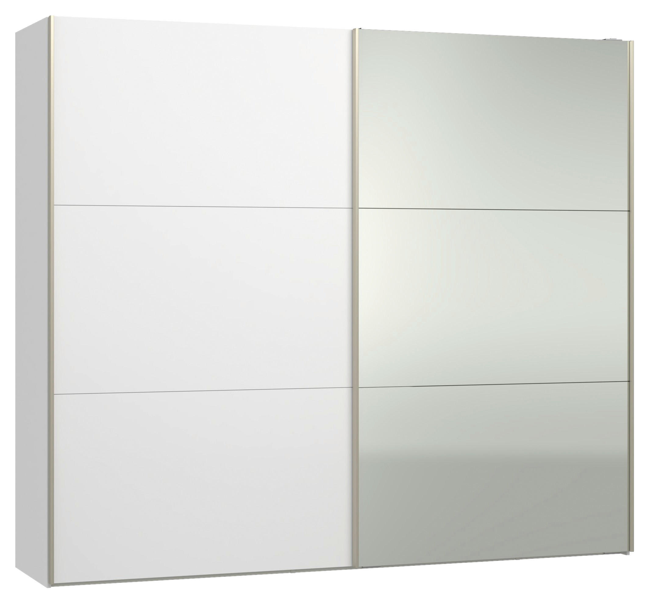 SCHWEBETÜRENSCHRANK 253/220/65 cm 2-türig Weiß  - Edelstahlfarben/Weiß, Design, Glas/Holzwerkstoff (253/220/65cm) - Jutzler
