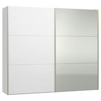 SCHWEBETÜRENSCHRANK 253/220/65 cm 2-türig Weiß  - Edelstahlfarben/Weiß, Design, Glas/Holzwerkstoff (253/220/65cm) - Jutzler