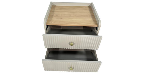 NACHTKÄSTCHEN in Eichefarben, Hellgrau  - Eichefarben/Goldfarben, Design, Holzwerkstoff/Metall (50/54/40cm) - Xora