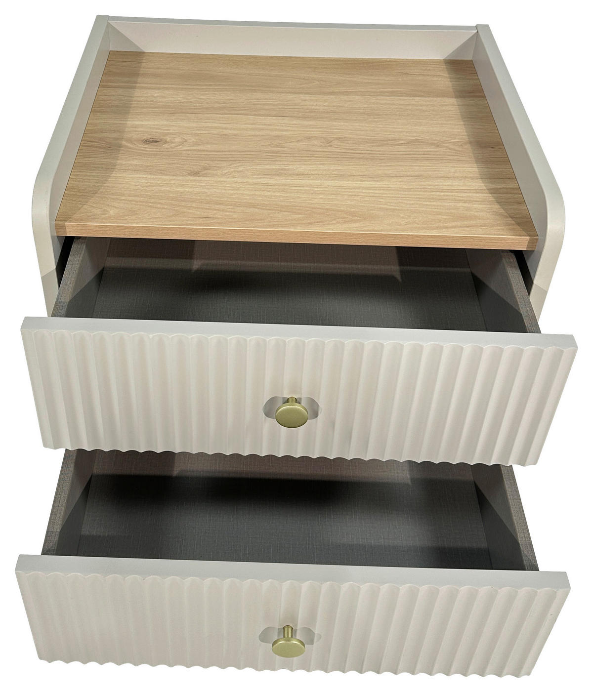 SÄNGBORD i ekfärgad, ljusgrå  - ljusgrå/guldfärgad, Design, metall/trämaterial (50/54/40cm) - Xora