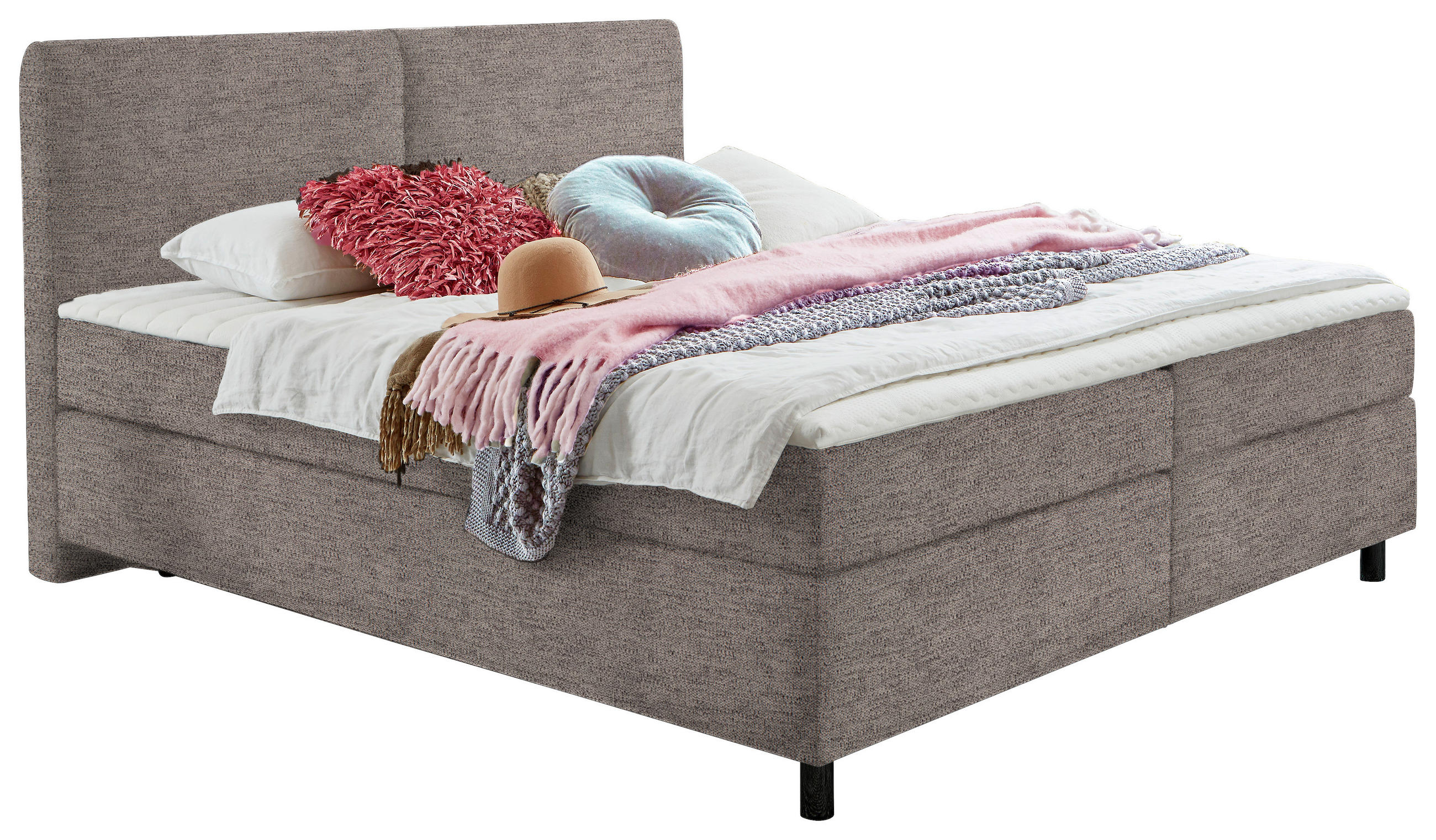 BOXSPRINGBETT 160/200 cm  in Braun  - Schwarz/Braun, Konventionell, Kunststoff/Textil (160/200cm) - Hom`in