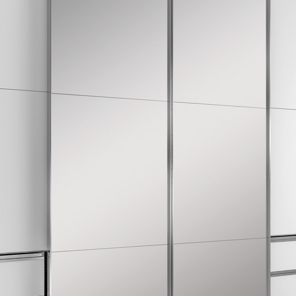 Schwebetürenschrank 4-türig Weiß mit Spiegel