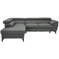 ECKSOFA in Echtleder Anthrazit  - Anthrazit/Schwarz, Design, Leder/Metall (220/256cm) - Celina Home
