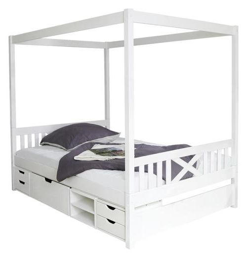 POSTEĽ S NEBESAMI, 140/200 cm biela - biela, Modern, drevo (140/200cm) - MID.YOU
