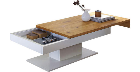 COUCHTISCH in Holz, Holzwerkstoff 125/75/45 cm - Eichefarben/Alufarben, Design, Holz/Holzwerkstoff (125/75/45cm) - Voleo