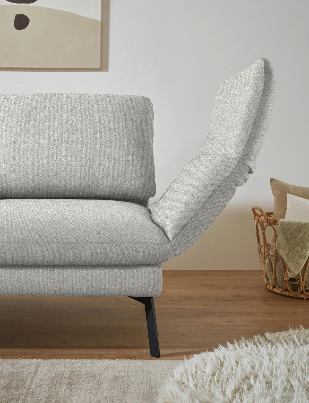 ECKSOFA  in Flachgewebe Silberfarben  175-224/255-365 cm  - Silberfarben/Schwarz, Design, Textil/Metall (175-224/255-365cm) - Dieter Knoll