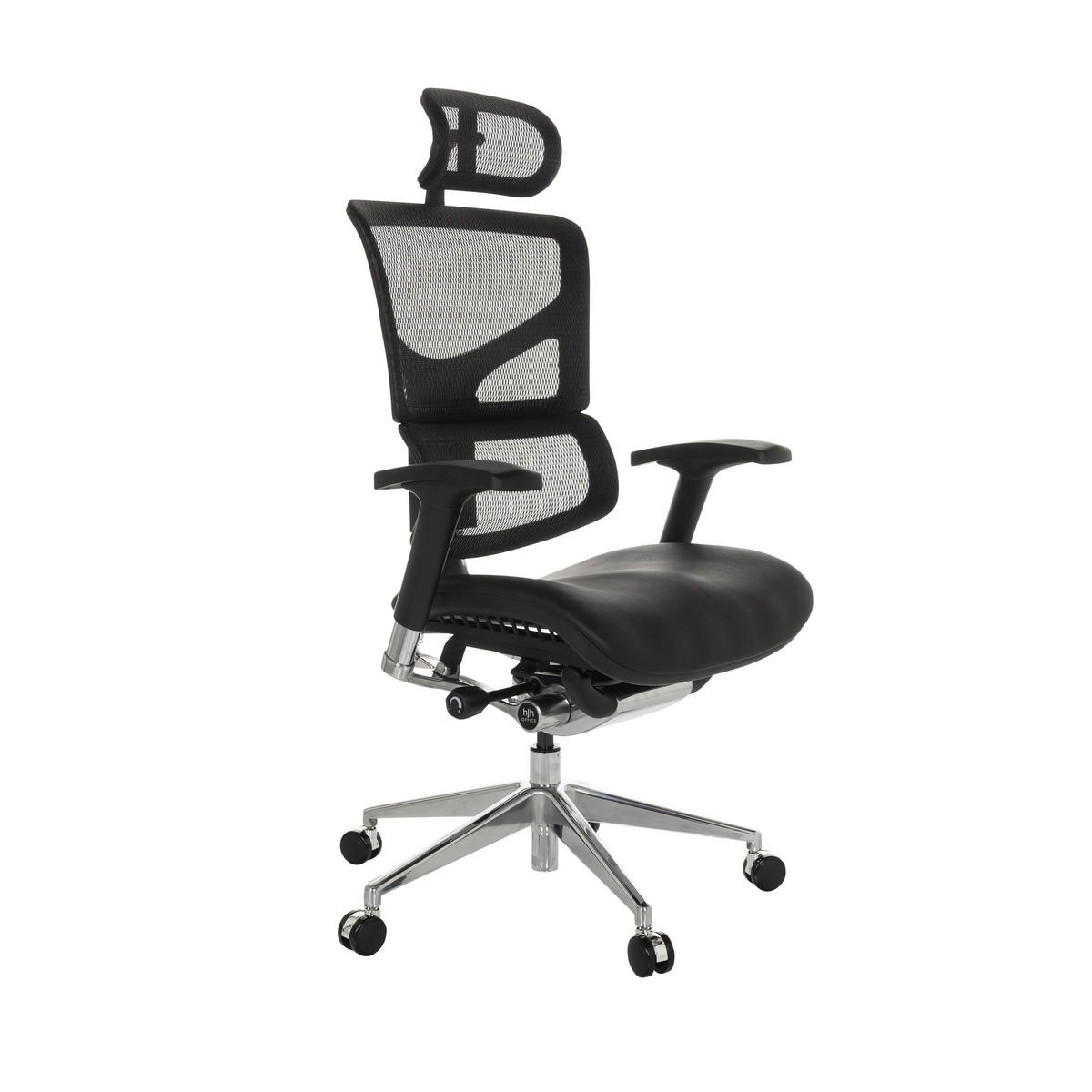 DREHSTUHL Schwarz  - Silberfarben/Schwarz, Basics, Leder/Kunststoff (70/124-146/67cm) - MID.YOU