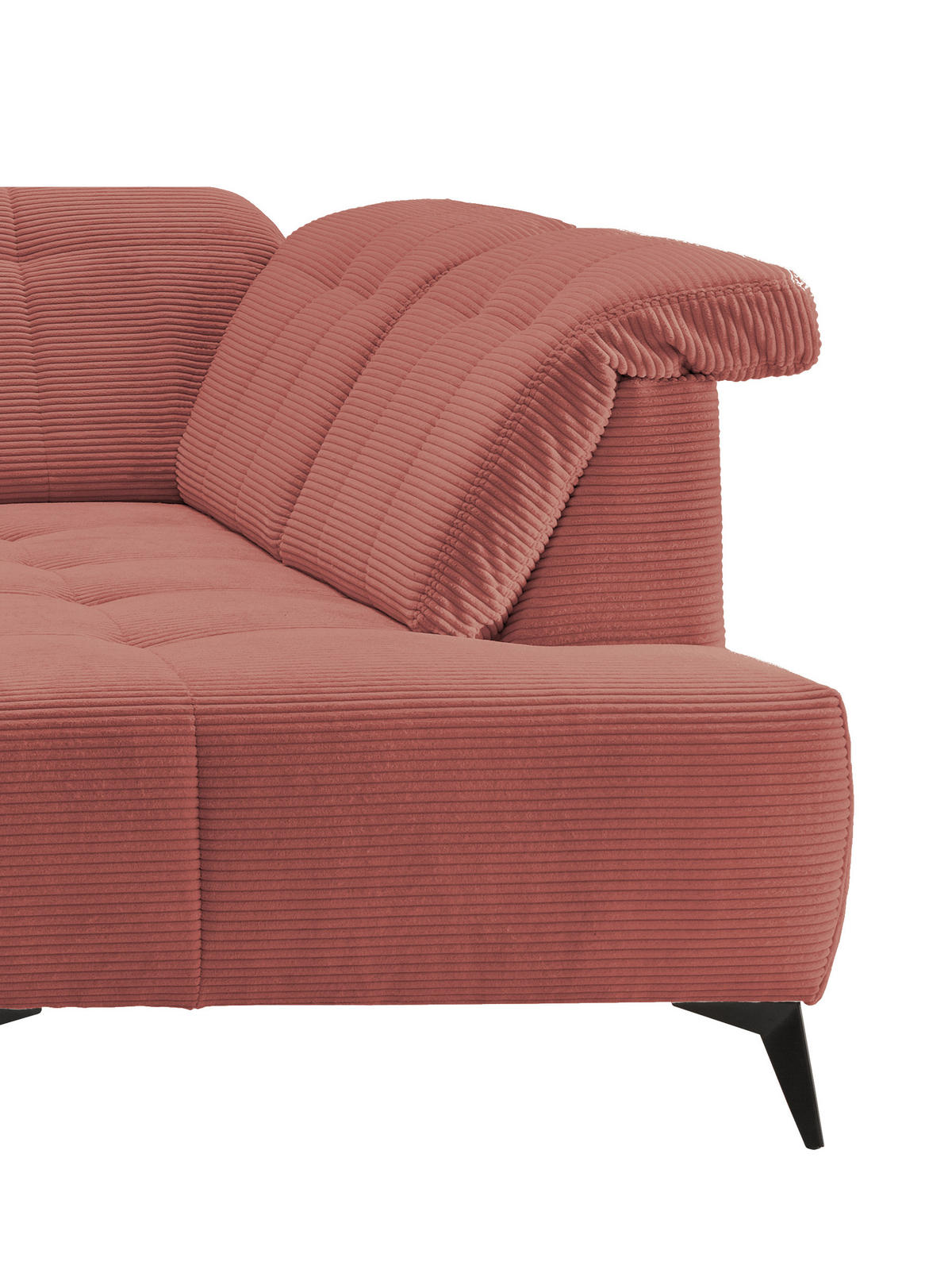 WOHNLANDSCHAFT SANO Koralle Cord  - Koralle/Schwarz, MODERN, Textil/Metall (180/337/200cm) - Livetastic