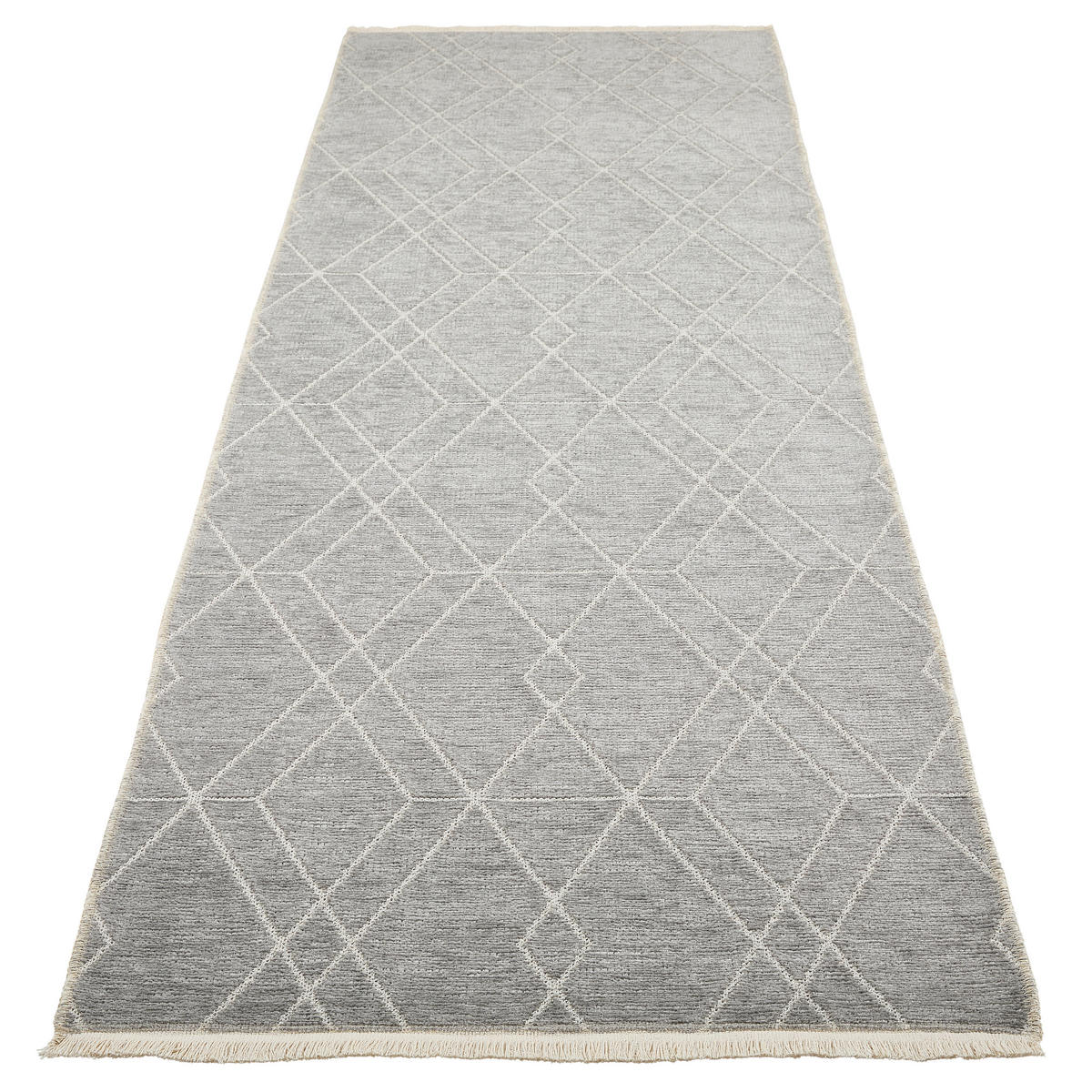 LÄUFER 80/250 cm Olivia Grau, Weiß  - Weiß/Grau, LIFESTYLE, Textil (80/250cm) - Novel