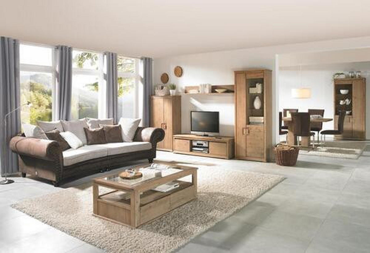 MEGA SOFA braon, bež  - braon/bež, Romantično / Seoski, tekstil/drvo (276/81/140cm) - Landscape