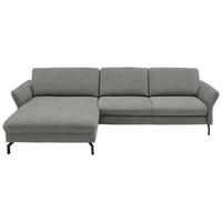 ECKSOFA in Velours Hellgrau  - Hellgrau/Schwarz, Design, Textil/Metall (179/306cm) - Beldomo System