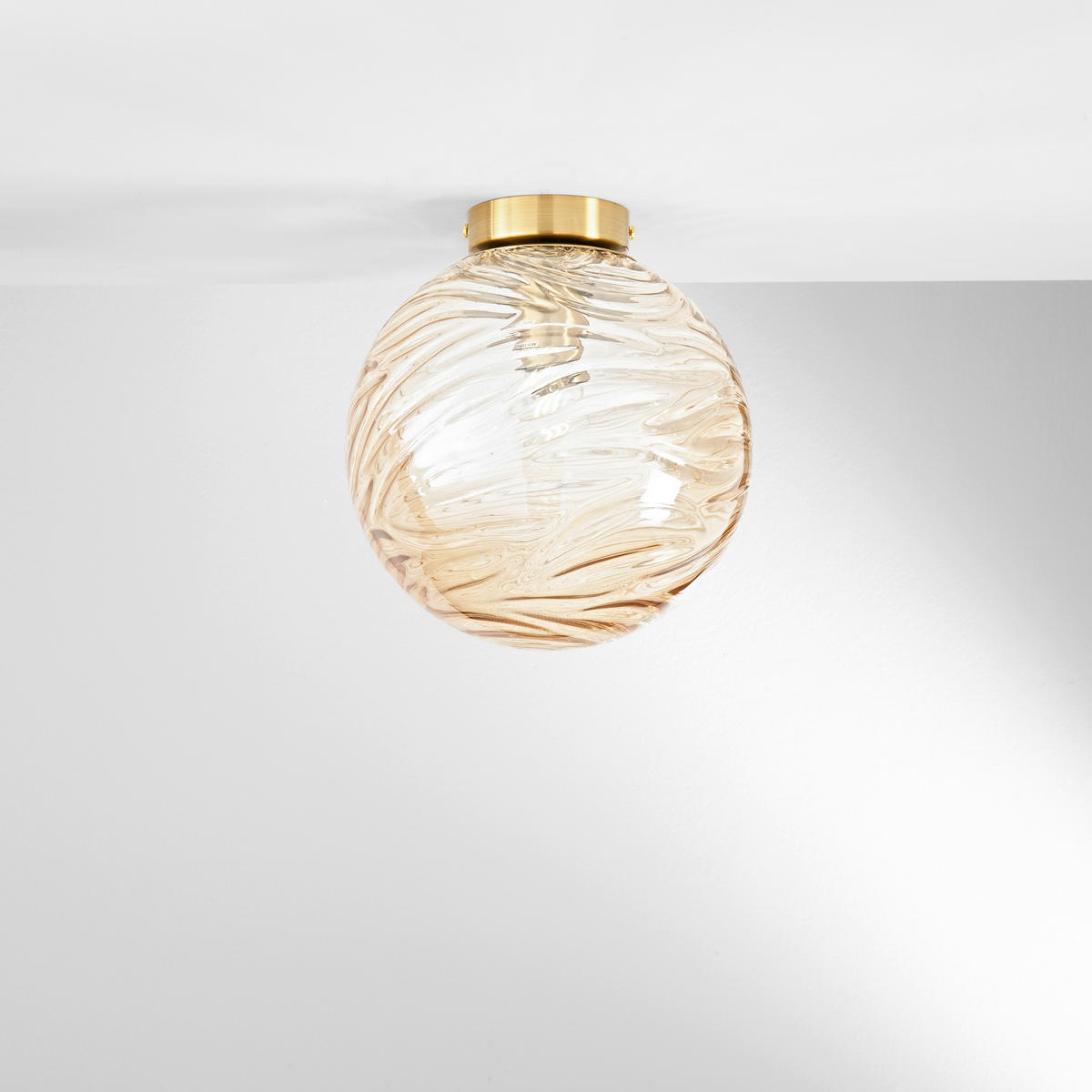 DECKENLEUCHTE Luce Ambiente e Design 25/25 cm   - Goldfarben/Bernsteinfarben, LIFESTYLE, Glas/Metall (25/25cm)