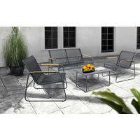 GARTENSET 4-teilig  - Schwarz, MODERN, Glas/Kunststoff (110/76/74cm) - Gardenson
