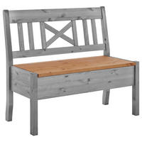 SITZBANK 105/93/58 cm Grau, Laugenfarbig Kiefer massiv  - Laugenfarbig/Grau, ROMANTIK / LANDHAUS, Holz (105/93/58cm) - Boxxx